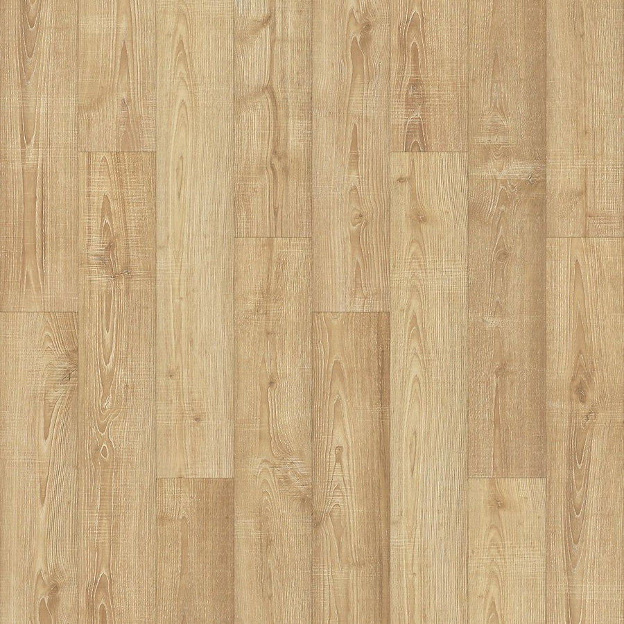 Lidden Brook 7 1/2" Waterproof Laminate in Rye Field Oak features a light brown wood look with natural grain and varied plank lengths, offering a warm, authentic appearance with a smooth matte finish and subtle color variations.