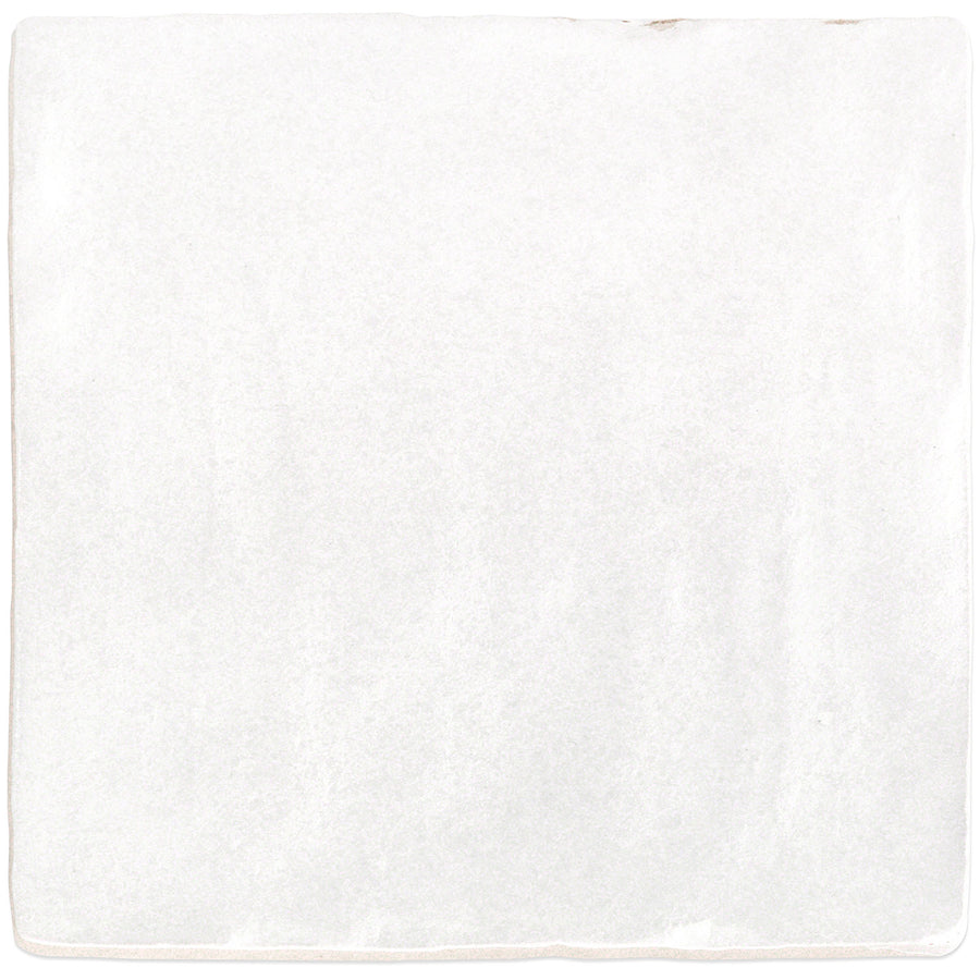 The Myorka 4" x 4" Ceramic Tile in white features a blank, slightly textured surface with subtle edges and faint shadows—ideal for a kitchen backsplash or as an elegant ceramic accent.