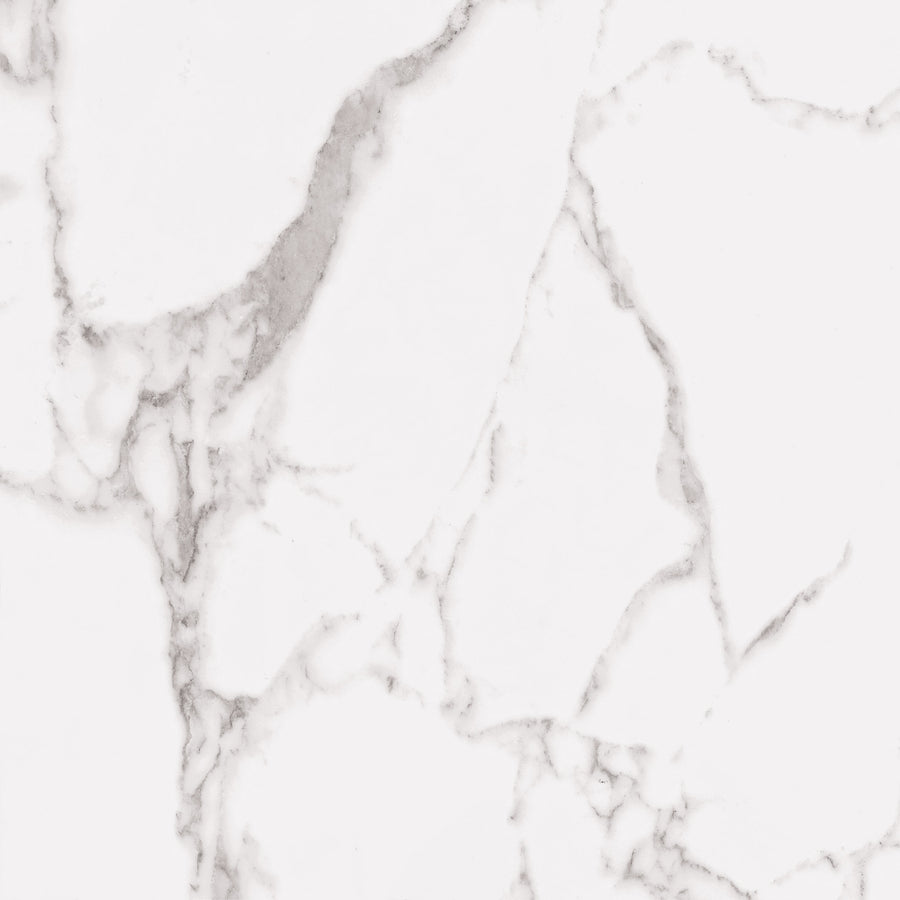 White marble surface with subtle gray veining in irregular patterns, creating a natural and elegant texture. The background is mostly light with thin, organic lines running across it.