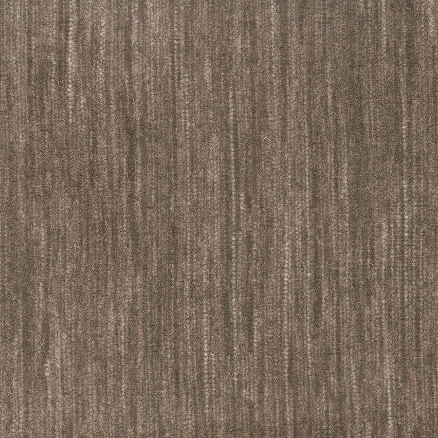 Close-up of Saltmeadow On Trend Carpet's brown textured surface, featuring subtle vertical lines and shading variations for an elegant, fabric-like look.