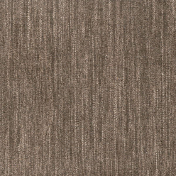 Close-up of Saltmeadow On Trend Carpet's brown textured surface, featuring subtle vertical lines and shading variations for an elegant, fabric-like look.