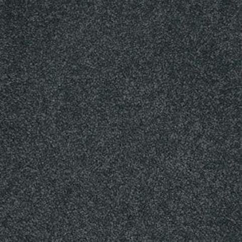 A close-up of Harbor Town Family Friendly Carpet in Sea Pines shows a dark gray, subtly textured surface with a soft, uniform appearance—ideal for comfort and practical everyday living.
