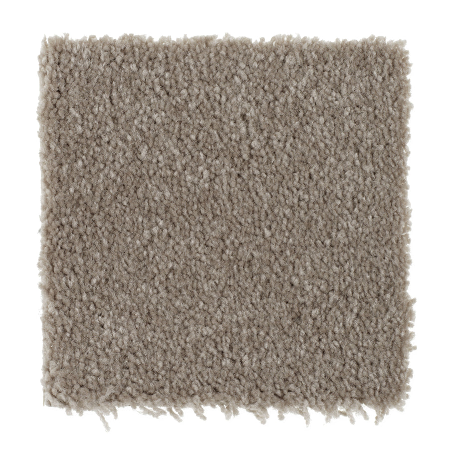 A rectangular swatch of Sensible Style III Family Friendly Carpet in Wool Socks color with a plush, textured surface and slightly uneven edges, isolated on white—ideal for adding soft everyday comfort to any room.