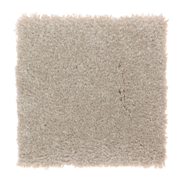 A square swatch of Sensible Style III Family Friendly Carpet in Tahoe Taupe, featuring a plush, soft, textured surface with slightly uneven edges—ideal for everyday comfort in modern living spaces.