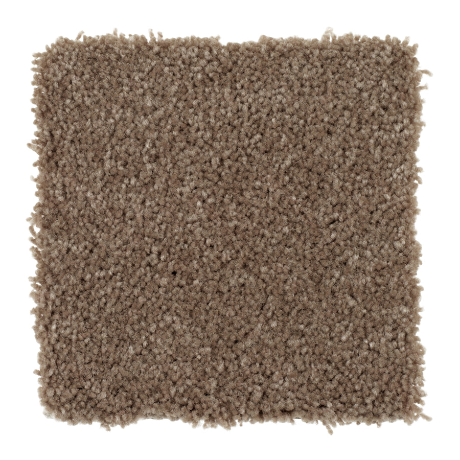 A square sample of Sensible Style III Family Friendly Carpet in Ghost Town, featuring a light brown, plush, textured surface with neatly trimmed edges, offering modern style and comfort, photographed against a white background.