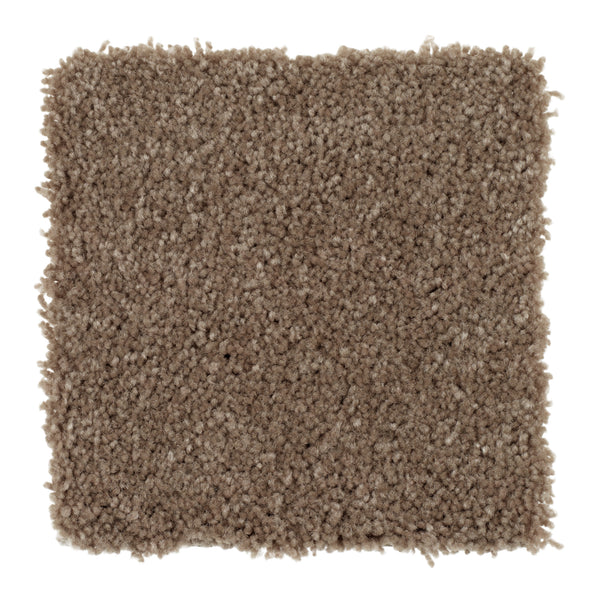 A square sample of Sensible Style III Family Friendly Carpet in Ghost Town, featuring a light brown, plush, textured surface with neatly trimmed edges, offering modern style and comfort, photographed against a white background.