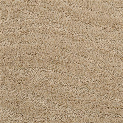 Close-up of Taittinger On Trend Carpet in Serengeti, featuring a beige textured wavy pattern and soft, dense fibers—perfect for high-traffic areas needing durable, stylish flooring.