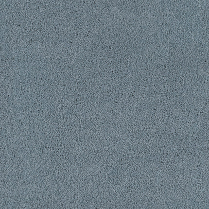 Close-up of Tribute Family Friendly Carpet in Seville, featuring a soft blue-gray tone and slightly uneven, suede-like texture. Its smooth and plush surface makes it an inviting, practical choice for busy homes.