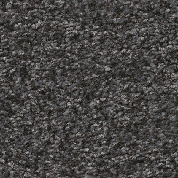 Close-up of You Got This III Pet Friendly Carpet in Shadow—a dark gray, tightly woven carpet with a speckled pattern, offering durable flooring ideal for modern interiors and pet-friendly homes.