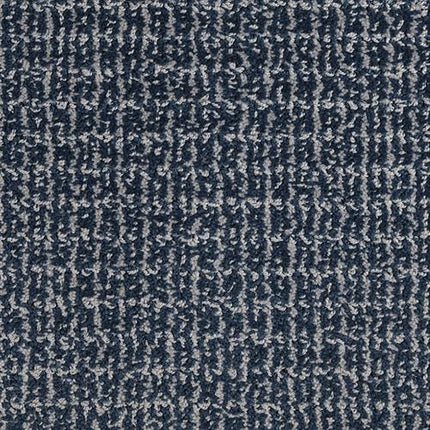 Close-up of Yucatan Pet Friendly Carpet in Shipyard, showcasing a durable texture with irregular short light gray lines on a dark blue background for a subtle, abstract woven look—ideal for homes with pets.