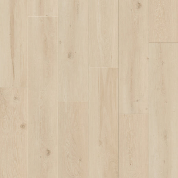 Light wood floor with natural grain and subtle knots, featuring Coretec Retro Revival 9