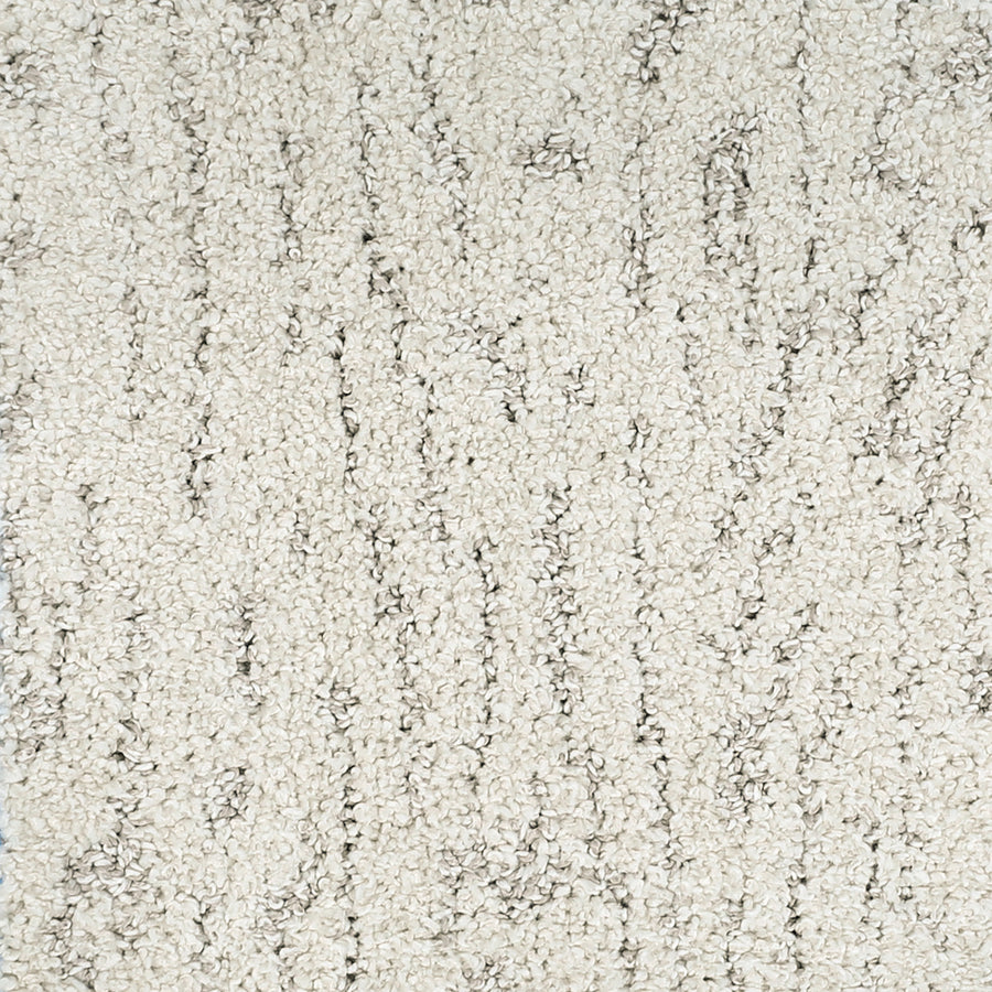 Close-up of Meow Mosaic Pet Friendly Carpet, featuring a soft, textured off-white shag with scattered light gray fibers in a subtle mosaic pattern—ideal for cozy, pet-friendly homes.