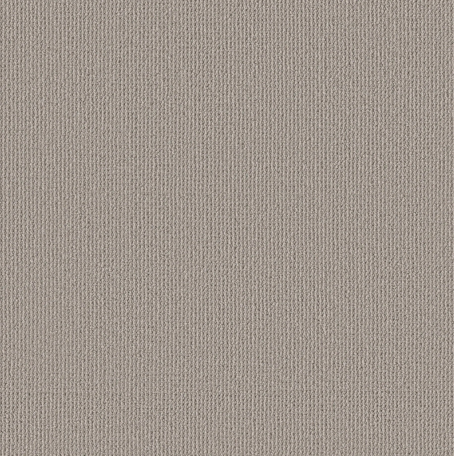 Close-up of the Purrfection Beber Carpet in Silver Birch, highlighting its soft, plush texture and evenly woven vertical ribbed pattern with fine, consistent stitching for a luxurious finish.