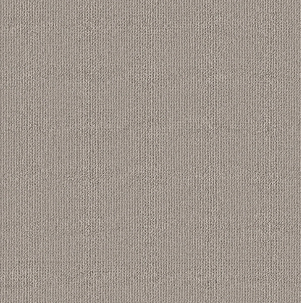 Close-up of the Purrfection Beber Carpet in Silver Birch, highlighting its soft, plush texture and evenly woven vertical ribbed pattern with fine, consistent stitching for a luxurious finish.
