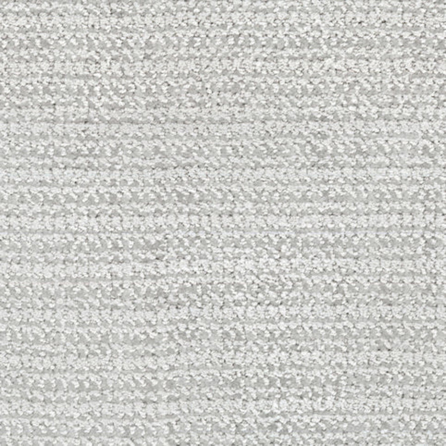 Close-up of Beguiling Berber Carpet in Silver Lining. Features a soft, light gray surface with a subtle horizontal woven pattern and small, evenly spaced loops for a premium textured look.