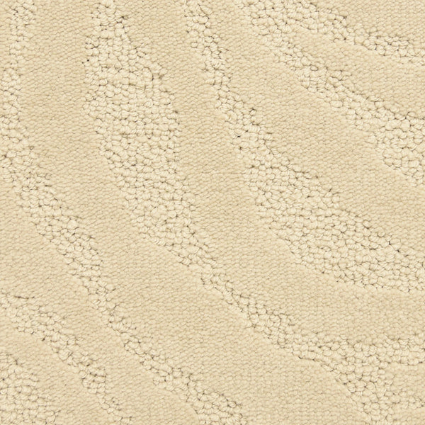 Close-up of Capetown On Trend Carpet in Snow Lion, featuring a textured beige surface with a subtle wavy, raised pattern. This soft, plush carpet is ideal for high-traffic areas and adds stylish appeal to modern interiors.