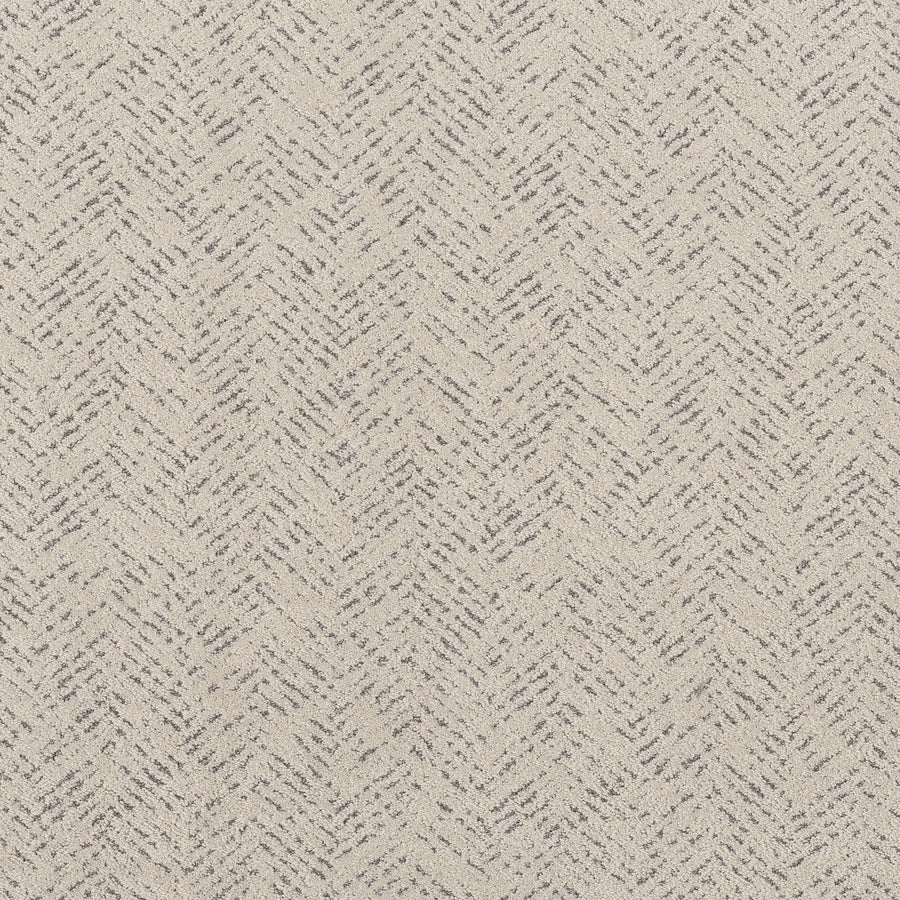 Favoured Path Pet Friendly in Snowfall features a beige textured surface with a subtle herringbone pattern of small gray lines—an ideal, durable flooring choice for contemporary spaces and homes with pets.