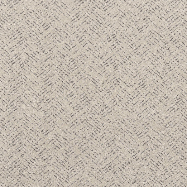 Favoured Path Pet Friendly in Snowfall features a beige textured surface with a subtle herringbone pattern of small gray lines—an ideal, durable flooring choice for contemporary spaces and homes with pets.