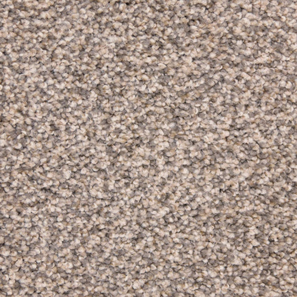 Close-up of Maroon Bells Family Friendly Carpet in Statement, showing its beige and light brown speckled, looped texture. Dense, soft fibers provide a comfortable and durable surface ideal for family spaces.