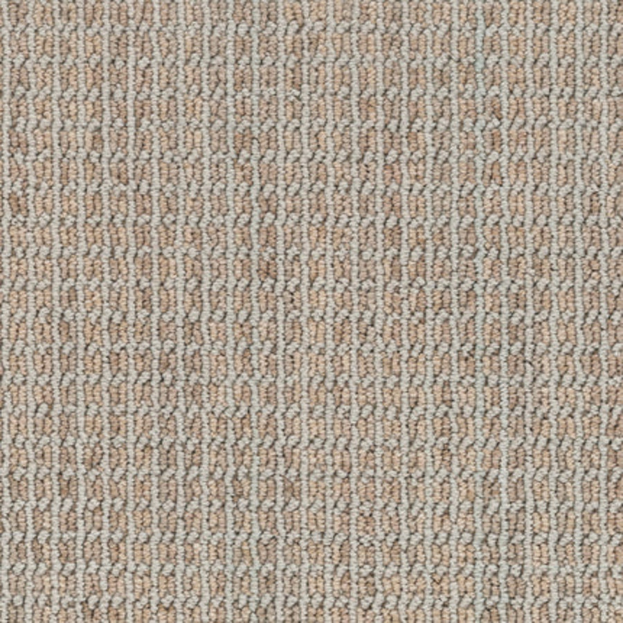 Close-up of Haven Berber Carpet in Stone, featuring a looped, grid-like pattern in neutral beige and tan tones. The textured surface appears soft, woven, and durable.