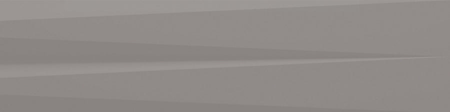 The Stripes 3" x 12" Transitional Ceramic Tile in Gray features overlapping vertical and diagonal shapes, creating a minimalist geometric pattern with subtle shading reminiscent of striped, textured ceramic surfaces.