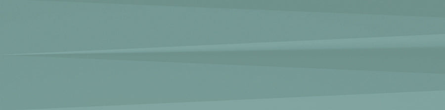 Stripes 3" x 12" Transitional Ceramic Tile in teal features an abstract geometric design with overlapping vertical and diagonal shapes, creating a striped, folded paper effect.