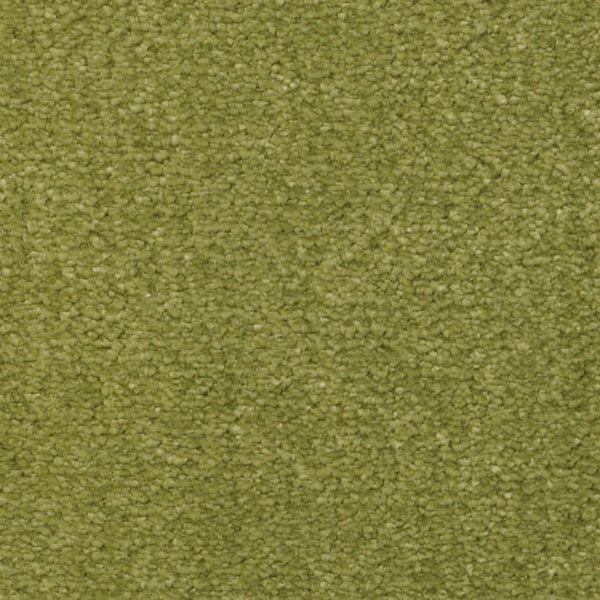 Close-up of Seduction On Trend Carpet in Summers End: a textured green luxury carpet with dense, even pile and small, tightly packed fibers for a soft, premium surface.