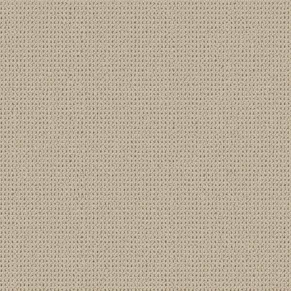 Close-up of Summertime Knitted Tone Blue Pet Friendly Carpet shows a beige, grid-like texture with small, evenly spaced squares, offering a luxurious yet natural and neutral look.