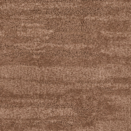 Close-up of Cirrus Berber Carpet in Sunset color, showing a soft, plush surface with textured horizontal patterns in rich brown shades.