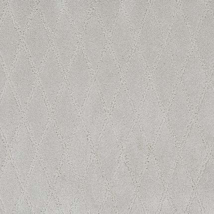 Absolute Berber Carpet in Sure color features a light gray textured finish with a subtle diamond pattern of raised and indented lines, offering a soft, elegant geometric design perfect for high-traffic areas.