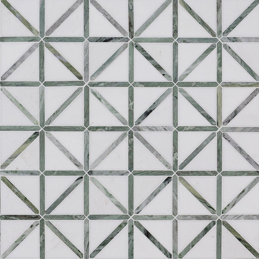 Symmetry Green Polished Marble Mosaic