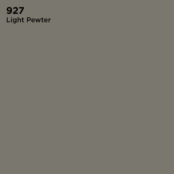 A solid color swatch of TEC Pure-Color Unsanded Grout, labeled 927 Light Pewter in black text on a grayish-brown background, highlights the grout's impressive color uniformity.