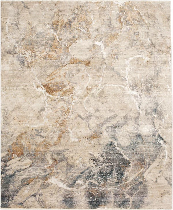 The Echo Area Rug features a marbled pattern in beige, gray, and brown, resembling natural stone or watercolor with soft, blended lines. Its organic design brings modern elegance to any space.