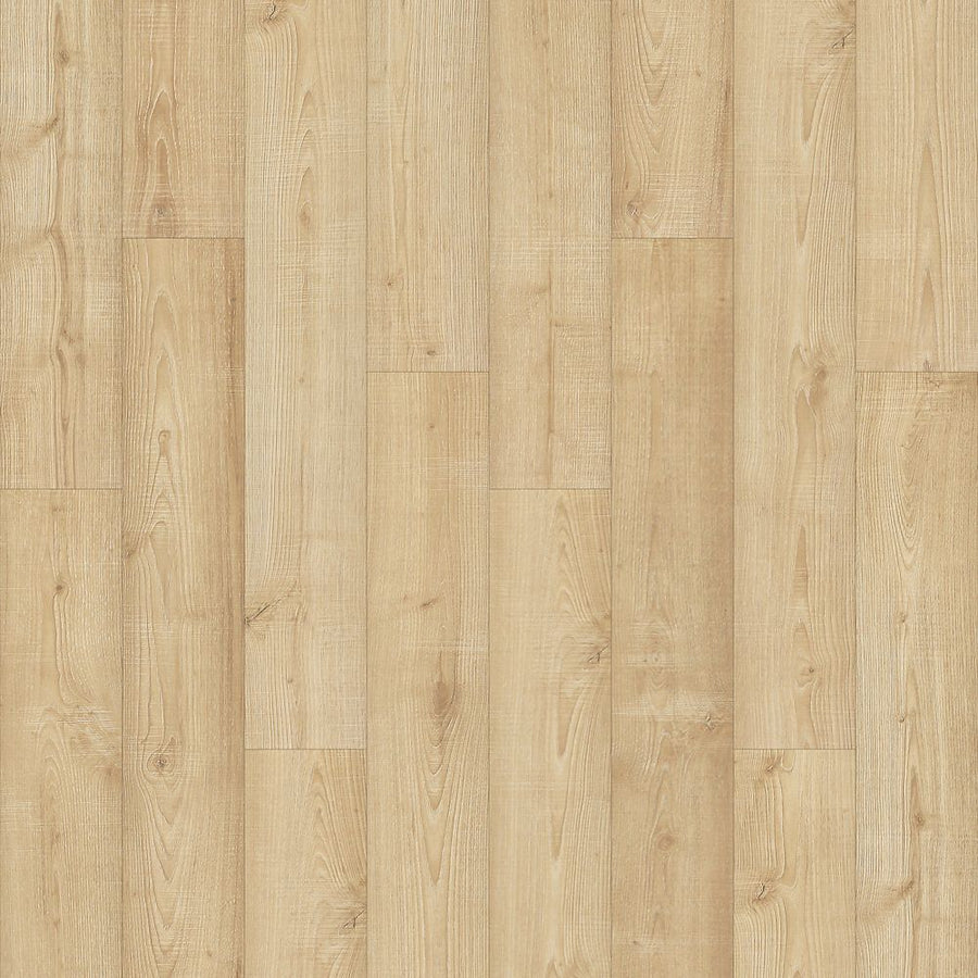 Lidden Brook 7 1/2" Waterproof Laminate in Tawny Meadow Oak features long planks with a natural wood grain and subtle knots. Its smooth, durable finish brings a warm, neutral tone to any space.