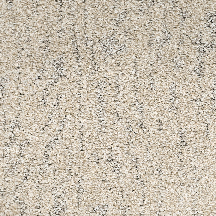 Close-up of the Meow Mosaic Pet Friendly Carpet in beige with gray flecks and a looped pile, featuring a soft, mosaic pattern that's ideal for homes with pets.