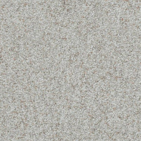 Close-up of Boca Raton Family Friendly Carpet in Tenacious color, featuring a light gray, textured surface with tightly woven fibers for a soft, plush feel—perfect for durable flooring in active Boca Raton homes.