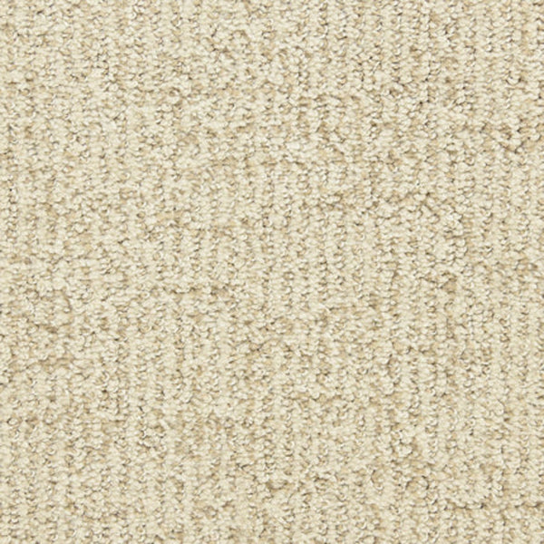 Close-up of the Victor Family Friendly Carpet in Treasure. This durable, beige carpet features a textured, looped pile with tightly woven fibers for a soft, uniform look—ideal for any home.