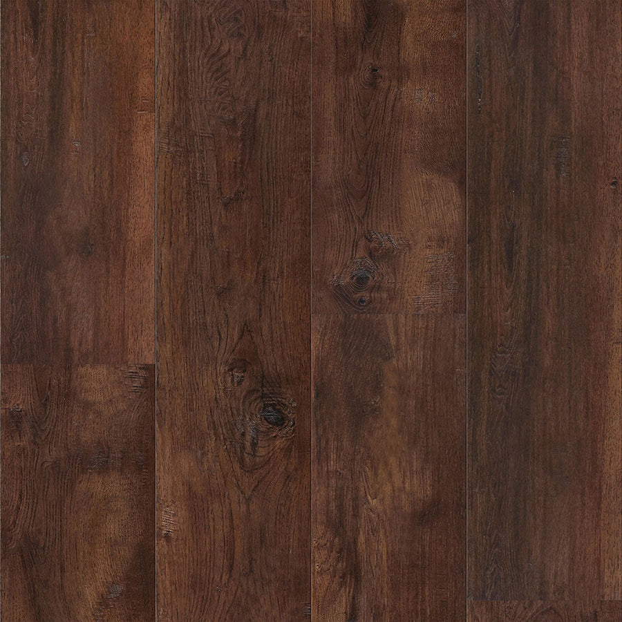 ArmorStep 9.25" Vinyl Plank features dark brown floorboards with natural wood grain, visible knots, and subtle color variations—an ideal choice for durable, waterproof flooring from Avalon Flooring.