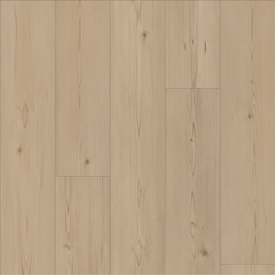 Coretec Plus Premium Vinyl planks feature light tones, natural grain patterns, and knots for a warm, rustic look—plus durability and waterproof performance for lasting beauty in any space.