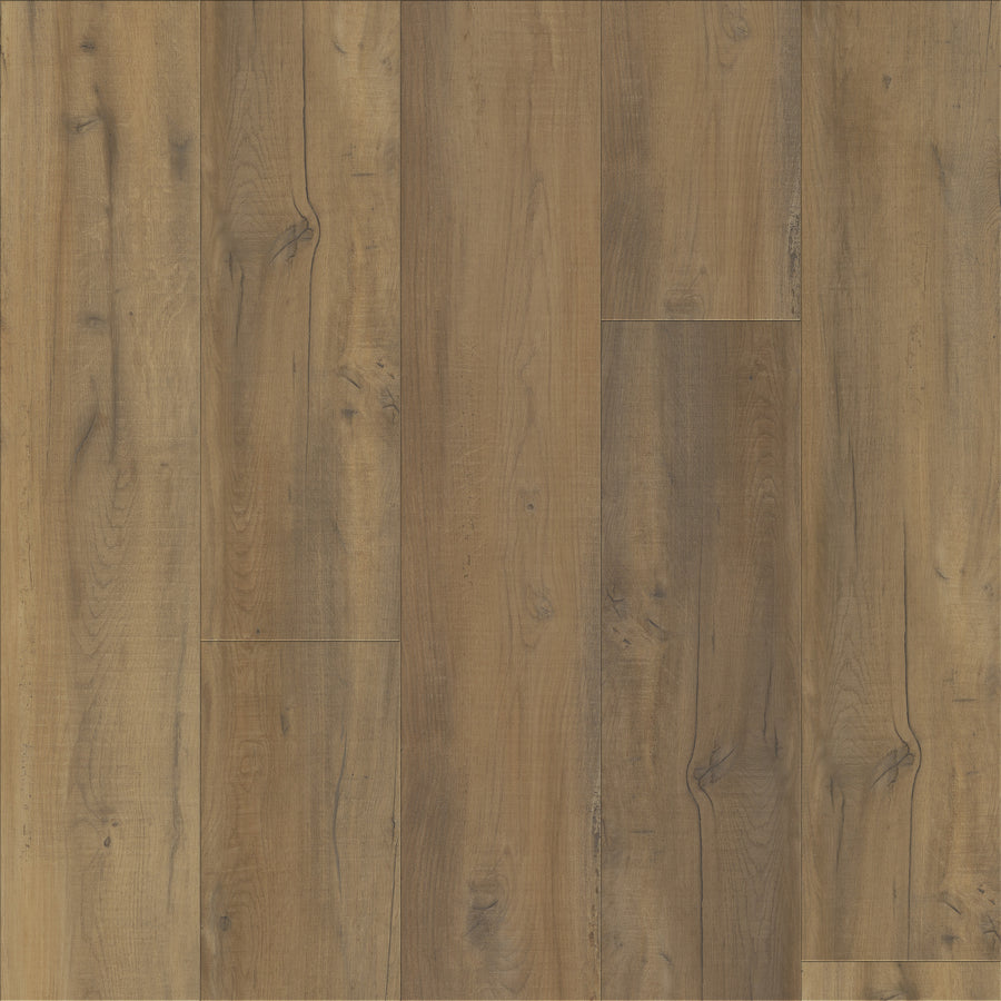 Coretec Plus Premium Vinyl features light brown luxury vinyl flooring with a natural grain, knots, and varied tan and brown shades, creating a rustic, warm look—perfect for any space needing durable flooring.
