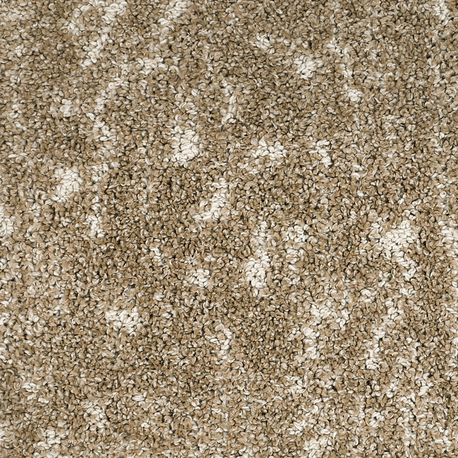 Close-up view of Meow Mosaic Pet Friendly Carpet in beige and light brown, featuring a random mosaic design. The soft, slightly uneven fibers create a cozy, neutral surface—ideal for pet-friendly homes.