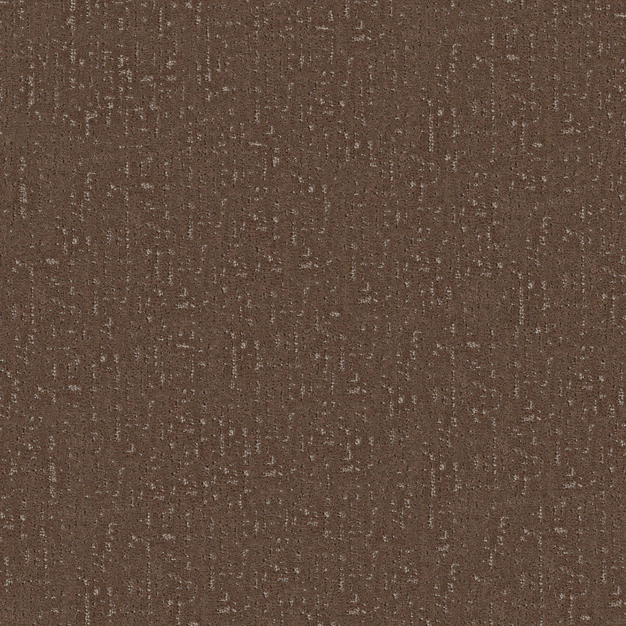 Curated Tone Pet Friendly Carpet in Warm Sunset features a brown textured surface with subtle light and dark speckles, resembling woven fabric. Its durable design offers depth and a tactile feel, ideal for standing up to everyday wear.