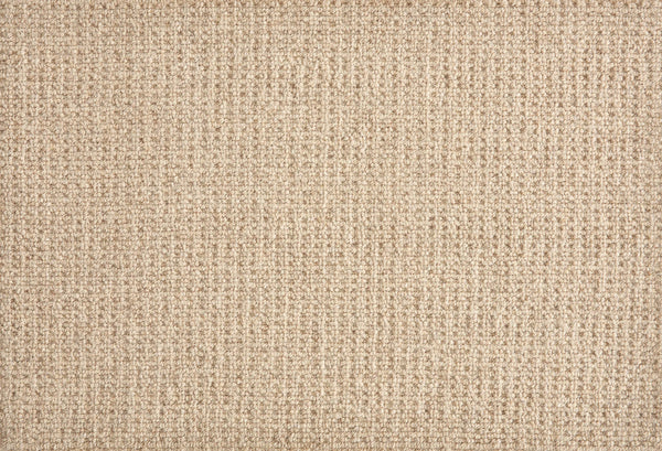 Close-up of Martina Berber Carpet in Weathered Oak, featuring a beige grid-like woven texture with a soft, raised surface—perfect for contemporary spaces or high-traffic areas needing a durable flooring solution.