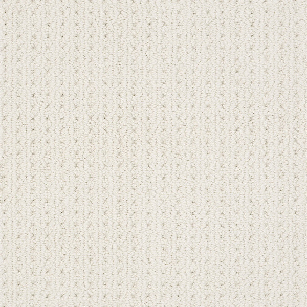 Close-up of San Lucas Family Friendly Carpet in White Blush, featuring a textured, stain-resistant surface with a subtle vertical ribbed pattern—ideal for high-traffic homes and offering a soft, durable, family-friendly background.