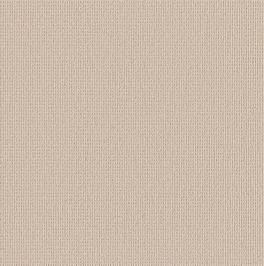 A close-up view of Purrfection Beber Carpet in White Sand, showing its plush, uniform knitted texture with small, evenly spaced stitches reminiscent of luxury carpet.