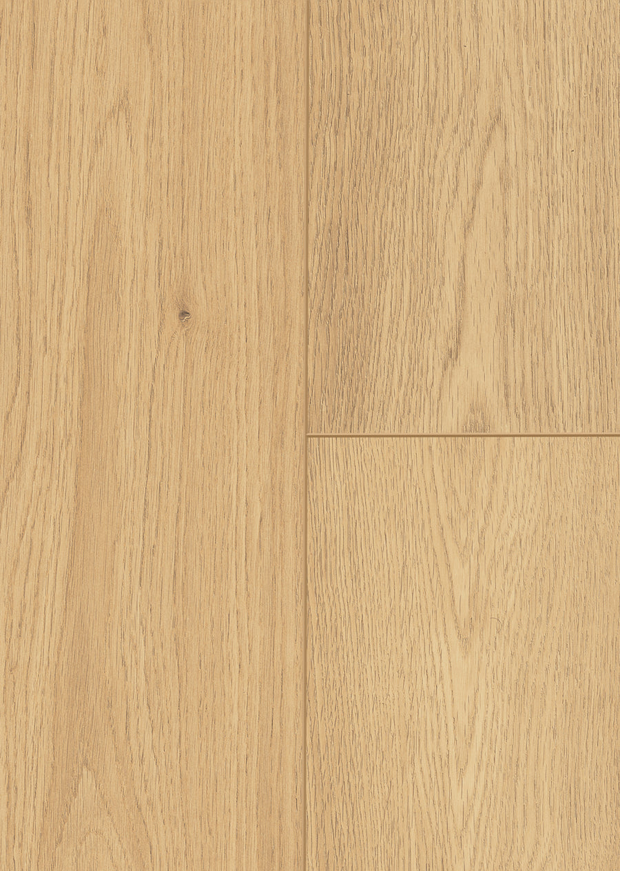 Close-up of Wild Grove 7.6" Waterproof Laminate featuring light wood tones, natural grain texture, and visible seams between planks.