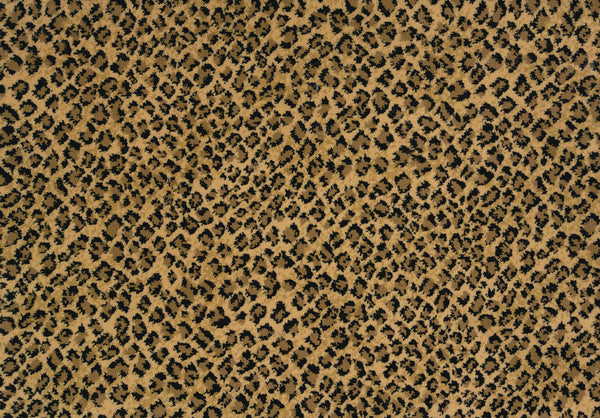 Close-up of Serengeti On Trend Carpet in Wildroot, featuring a leopard-inspired pattern with irregular black spots on a golden-brown base. This contemporary flooring brings bold sophistication and lasting performance to any space.