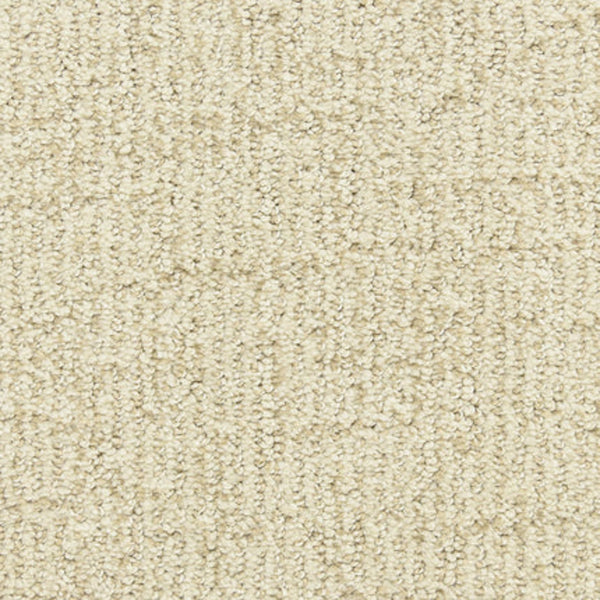 Close-up view of Victor Family Friendly Carpet in Windfall, featuring a beige looped pile pattern with a grid-like textured surface. This soft yet durable carpet offers uniform color and premium flooring for families.