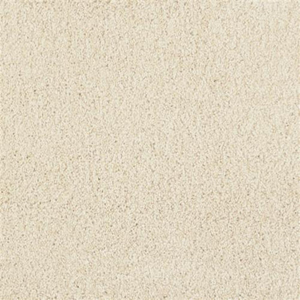 Close-up of Oceanside Family Friendly Carpet in Winds Breath: a soft, light beige carpet with a uniform look. Dense fibers create plush, cozy flooring that’s durable enough for everyday family living.