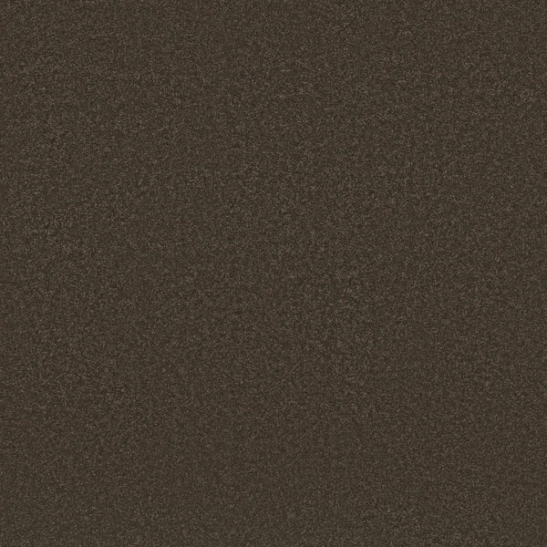A close-up of Awaken Spirit Pet Friendly Carpet in Wood Grain color displays its dark brown, textured surface, highlighting durability with a rough and grainy appearance.